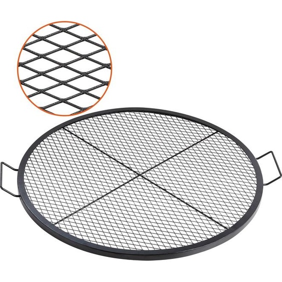 X-Marks Grille de foyer,  910 x 25 mm Grille de feu de camp BBQ en acier avec poignée et fil X de soutien, ustensile de cuisine de camping portable pour les fêtes et les réunions en plein air, noir