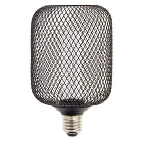 Ampoule Déco Cage Cylindre Noir, culot E27, Hologramme, Blanc chaud