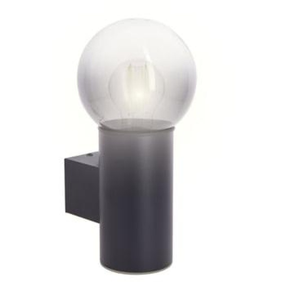 Applique murale filaire noire boule fumée IP44, culot E27, 40W max