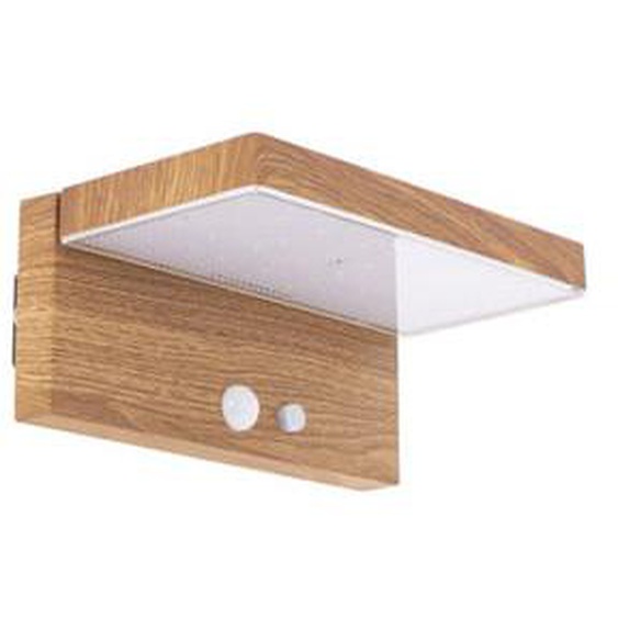 Applique murale Solaire IP44 400 Lumens - Détecteur de mouvements - 3 modes déclairage- Effet bois