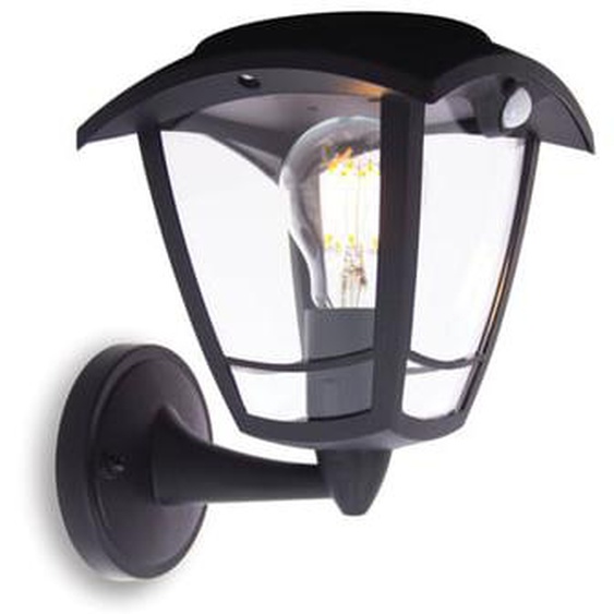 Applique murale solaire rétro LED IP44, 400 lumens, détecteur de mouvement, avec ampoule, Noir