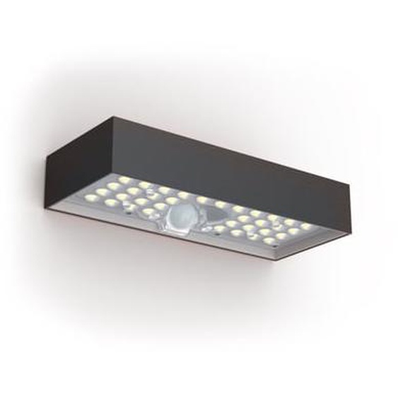 Applique solaire LED IP44, 900 lumens, détecteur de mouvements, Noir
