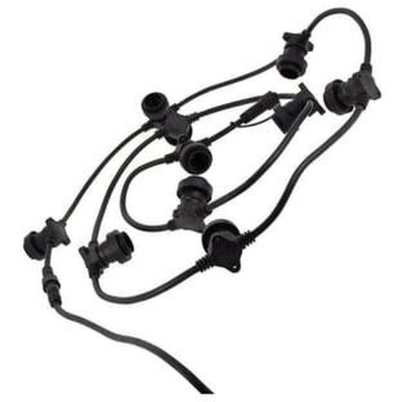 Guirlande Guinguette LED Noire, Compatible Ampoules E27, 5m Extensible