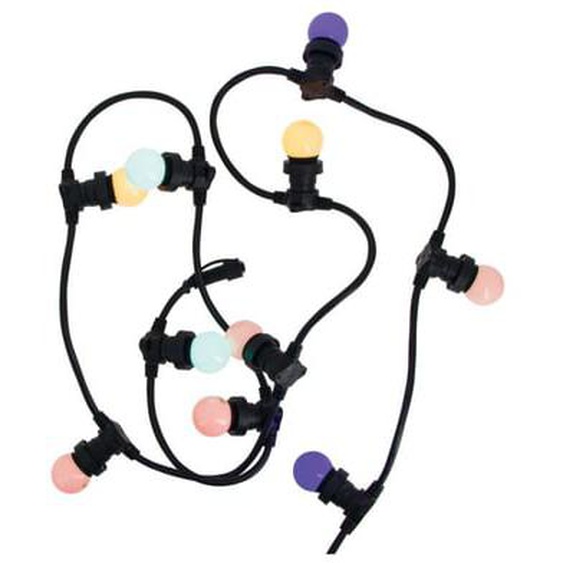 Guirlande Guinguette LED Noire, x10 Ampoules RVB E27 Incluses, 5m Extensible, Conso 12W