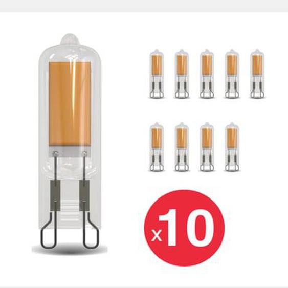 Lot x10 Ampoules LED, culot G9, 420 lumens, conso. 3,7W, Blanc chaud (3000K)