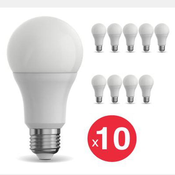 Lot x10 Ampoules LED dimmable, A70, culot E27, conso 15W (100W eq.), Blanc neutre (4000K)