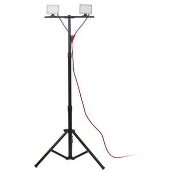Projecteur de Chantier LED sur Pied, Filaire, x2 Têtes, 10 W, 2 x 800 Lumens