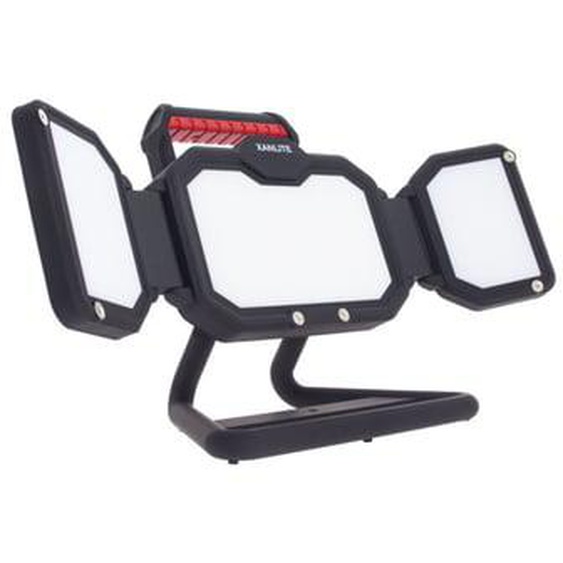 Projecteur LED IP54, 3400 lumens, 3 têtes orientables, 3 modes, 10h autonomie, Blanc froid, rechargeable USB-C