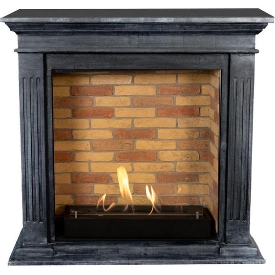 Xaralyn cheminée à léthanol Cadiz BST-SBP - anthracite Encadrement de cheminée en pierre naturelle polie - chauffage 3 kW