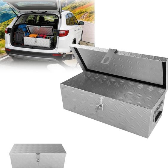 XINZI 38 litres valise à outils en aluminium Boîte à outils de transport Boîte à outils Boîte à outils verrouillable Boîte de remorque Boîte de timon Argent