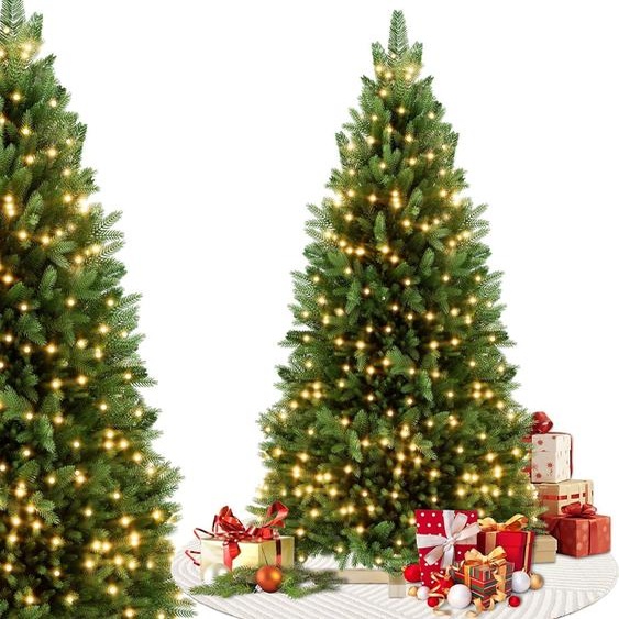 XINZI Arbre de Noël artificiel 150cm de qualité supérieure, Branches réalistes vertes en PE+PVC Réutilisable, pour décoration de Noël Réutilisable Avec LED blanc chaud