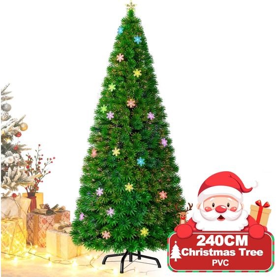 XINZI Sapin de Noël artificiel 240cm avec LED & flocons de neige - fibre de verre à changement de couleur Sapin de Noël, Sapin de décoration Arbre artificiel, fibre de verre multicolore