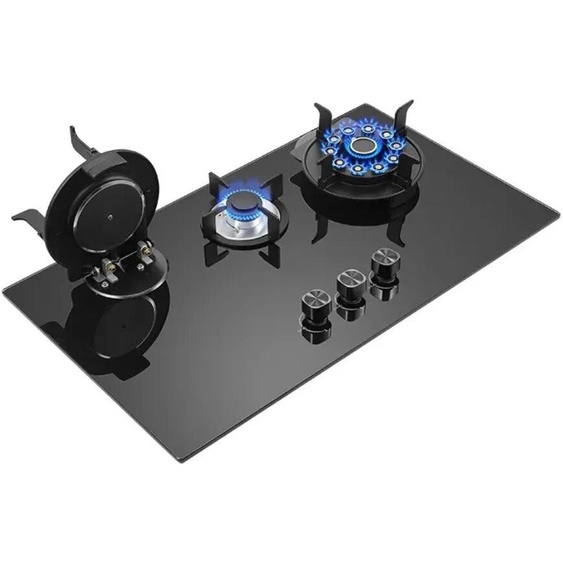 XMSJ Cuisinière à gaz électrique 220V, haute qualité, Double brûleur, verre trempé, écran tactile noir, Construction en fer, Piano Cottura