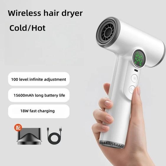 XMSJ Sèche-cheveux sans fil 2025, 30000 tr/min, haute vitesse, sec, froid, chaud, vent, maison pour enfants, dortoir, voyage, chargeur USB, offre spéciale