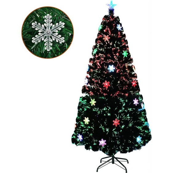 XMTECH Arbre de Noël artificiel avec éclairage LED en fibre de verre 210CM, décoration de Noël Arbre de Noël, sapin avec support métallique