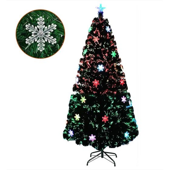 XMTECH Arbre de Noël artificiel avec éclairage LED en fibre de verre 240CM, décoration de Noël Arbre de Noël, sapin avec support métallique