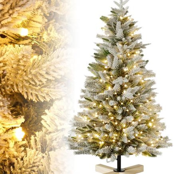 XMTECH Arbre de Noël Premium 150cm avec 200 Leds & neige, artificiel Fidèle à la nature, branches denses