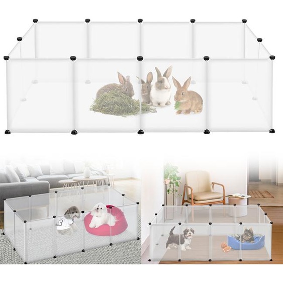 XMTECH Enclos en plastique, DIY Enclos, Enclos extensible pour petits animaux, Enclos pour chiots, enclos pour lapins, enclos pour cochons dInde, Facile à monter et à nettoyer, Blanc 12 pièces