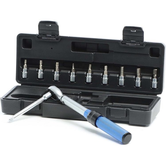 XPOtool Clé dynamométrique Set de 11 pièces 1/4 (6,35mm) 5-25Nm, Cliquet réversible, 9 Douilles S2