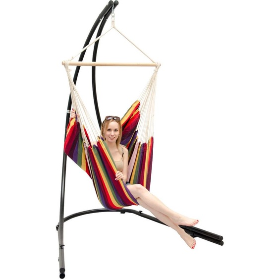 XXL Fauteuil hamac avec support Chaise hamac pour 2 Chaise hamac Arc-en-ciel