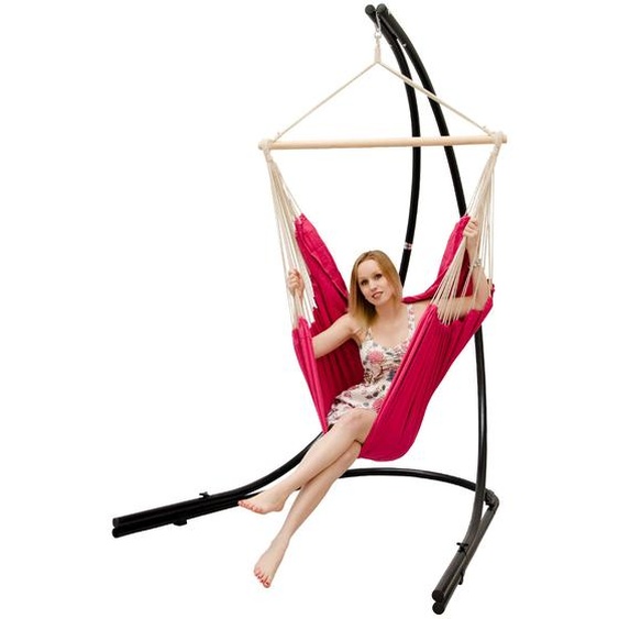 XXL Fauteuil hamac avec support Chaise hamac pour 2 doubles Siège hamac Chaise longue rose