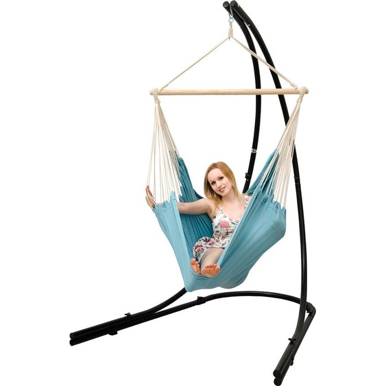 XXL Fauteuil suspendu avec support Chaise suspendue pour 2 doubles Siège suspendu Chaise longue bleue