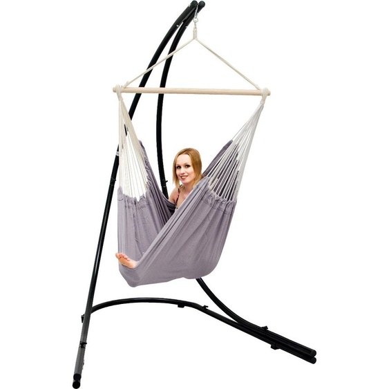 XXL Fauteuil suspendu avec support Chaise suspendue pour 2 doubles Siège suspendu Chaise longue grise