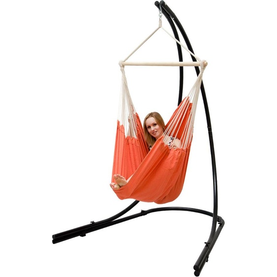 XXL Fauteuil suspendu avec support Chaise suspendue pour 2 doubles Siège suspendu Chaise longue orange