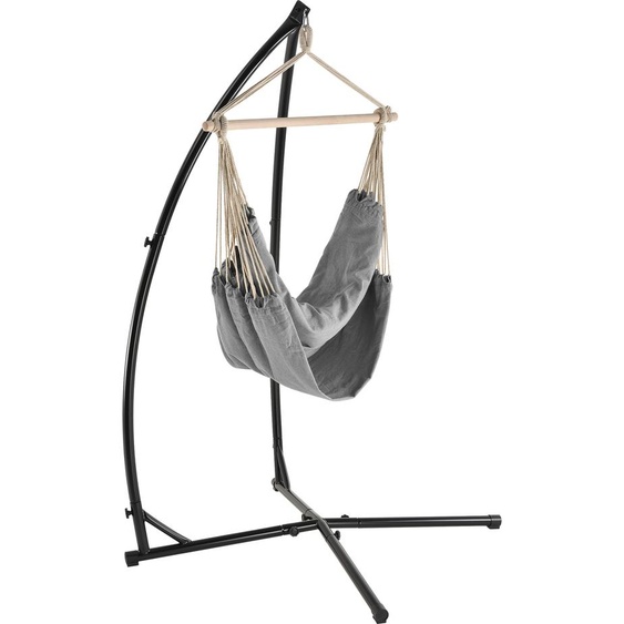 XXL Fauteuil suspendu avec support Gris Siège suspendu Balançoire suspendue Hamac [casa.pro]