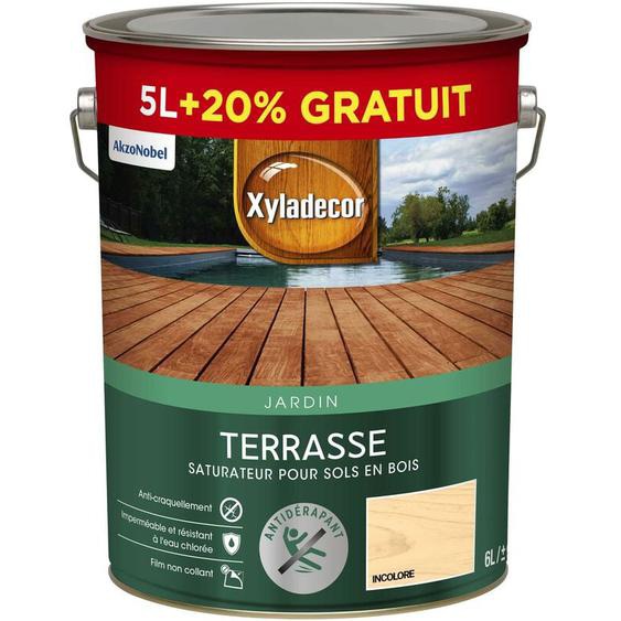 Xyladecor - Saturateur pour sol exterieur en bois - Terrasses - aspect mat incolore 6 l (5 l + 1 l gratuit)