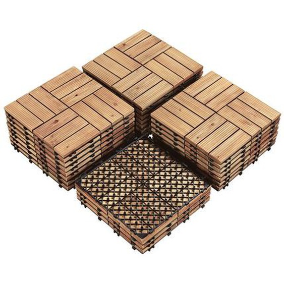 27 Dalles de terrasse en Bois Carrelage de sapin 30,8 x 30,8 x 2,2 cm pour intérieur extérieur jardin terrasse à côté de la piscine Bois Naturel
