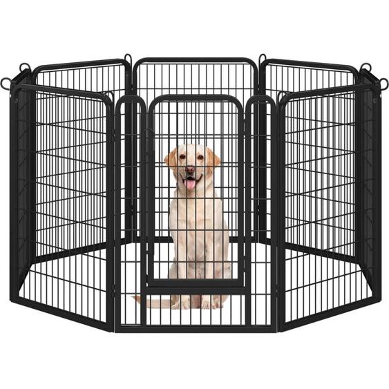 Yaheetech - 8 Panneaux 68 x 100 cm Enclos Parc pour Petit Animal Chien Chiot Lapin Canard Exterieur avec Porte