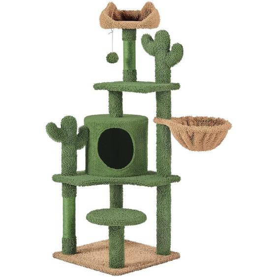 Yaheetech - Arbre à Chat Cactus Hauteur 135cm Tour pour Chat Multiniveau en Tissu Moppy avec Panier Cachette Perchoirs Design Mignon Poteaux en Sisal