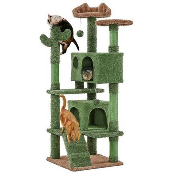 Yaheetech - Arbre à Chat Design Cactus Tour pour Chat Multiniveau avec Poteaux en Sisal Cachettes Perchoirs Rampe Jouets Maison pour Petits/Moyens