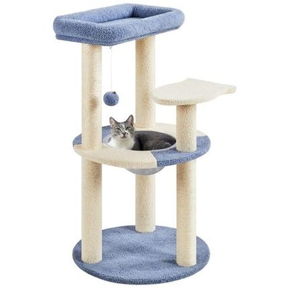 Yaheetech - Arbre à Chat Design Océan Tour pour Chat Chaton avec Perchoir Poisson Niche Griffoirs Poteaux en Sisal Panier Ronde Transparent Balle