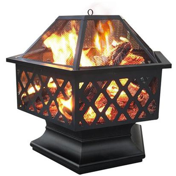 Yaheetech - Brasero Exterieur pour Jardin Terrasses Brasero pour Fête Foyer Poêle Chauffant Noir 61 cm de Largeur 62 cm de Hauteur
