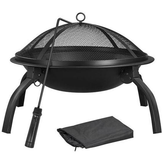 Yaheetech - Brasero Extérieur Terrasse Brasero Fer Laminé à froid Foyer Exterieur pour Jardin Camp Cour Chauffage avec Pieds Pliable, 54 cm de