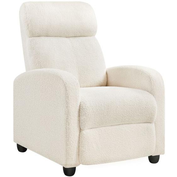 Yaheetech - Canapé Fauteuil en Tissu Bouclette Doux avec Repose Pied/Chambre à Coucher/Home Cinéma/Salon Ivoire