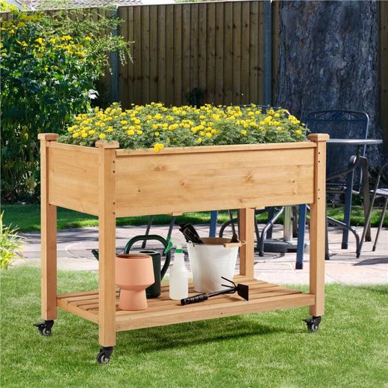 Yaheetech - Carré Potager à Plantes en Bois Carré Potager sur Pieds avec Roulettes Lit de Jardin Surélevé Erconomique en bois pour Intérieur