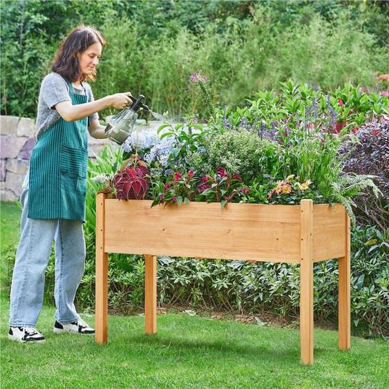 Carré Potager à Plantes en Bois Carré Potager sur Pieds pour Intérieur Extérieur 121 x 60 x 76,5 cm - Yaheetech
