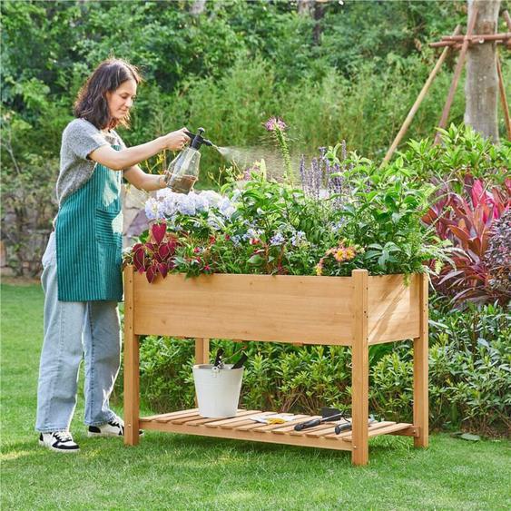 Yaheetech - Carré Potager à Plantes en Bois Lit de Plantation Surélevé Carré Potager de Jardin Erconomique sur Pieds en Bois pour Herbes, Légumes,