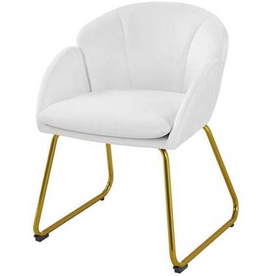 Fauteuil de Salon en Velours Polyester en Forme de Fleur, Chaise de Salle à Manger avec Pieds en Métal Doré, Fauteuil dappoint pour Salon Chambre