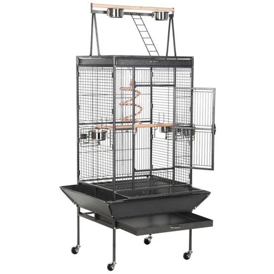 Yaheetech - Grande Cage Oiseaux Perroquet Métal 4 Roulettes Mobiles Zone Jeu Supérieur Perruche Mandarin Amazones Gris Afrique