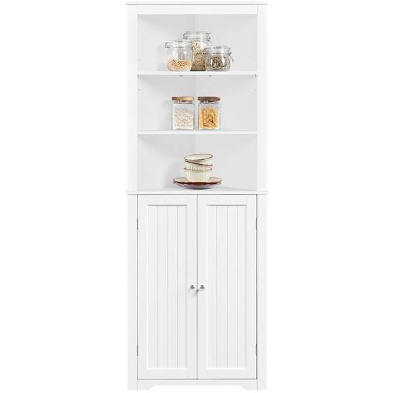 Yaheetech - Meuble/Armoire Rangement Salle de Bain, Meuble dangle Toilette Haute Blanche avec Placards Tablettes Réglables et 3 Étagères 60 x 31,5 x