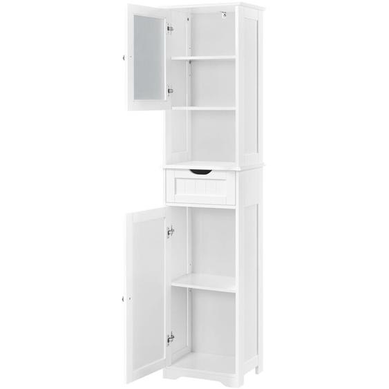 Yaheetech - Meuble Colonne de Salle de Bain Armoire Cuisine avec Porte en Verre Compartiment Ouvert 1 Tiroir Étagères Réglables Salon Chambre 170 cm