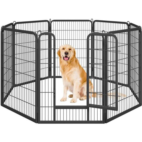 Yaheetech - Parc pour Chien Enclos Chien 8 Panneaux Cage pour Chien 80 x 100 cm Clôture pour Chien Interieur Chiot Lapin Canard Exterieur avec Porte