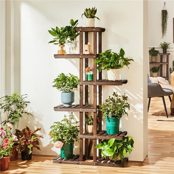 Yaheetech - Support de Fleurs à 6 Niveaux, étagère à Fleurs en Bois Massif, étagère à Plantes, Banc à Fleurs pour Balcon/terrasse/Jardin 75 x 26 x