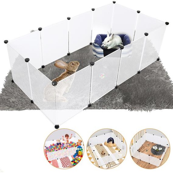 Yakimz Cage pour petits animaux Enclos DIY à structure variable Grille en plastique 12 pièces 35x45 cm Blanc