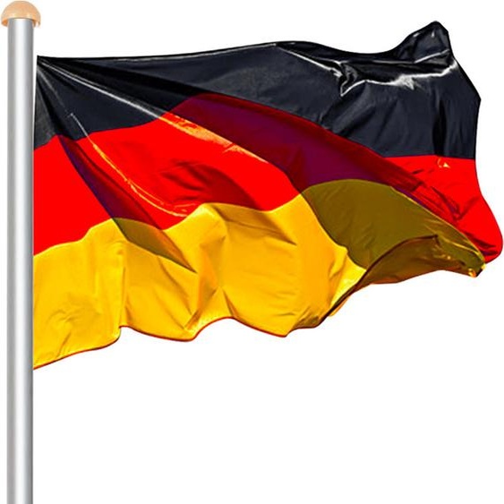 Yakimz Mât de drapeau en aluminium Drapeau de lAllemagne Mât de drapeau Housse de sol Drapeau Hampe de drapeau 6,50m y compris la poulie y compris