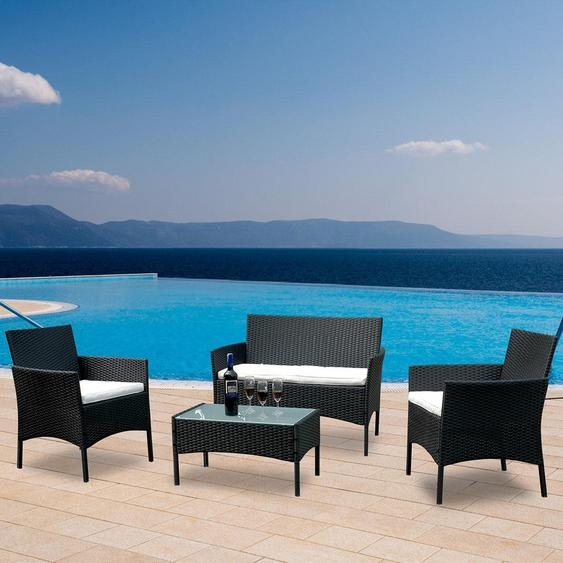 Yakimz Meubles de jardin Coussins Salon relax Ensemble de sièges Table à manger Canapé dangle Ensemble de sièges Balcon Noir
